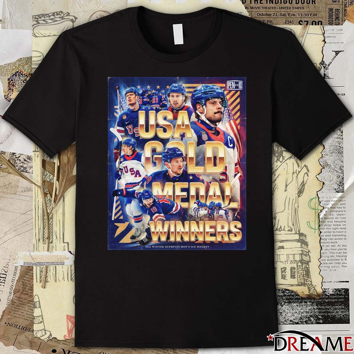 USA Gold Medal Winners 2026 Winter Olympics Men’s Ice Hockey Open ICE Poster t-shirt