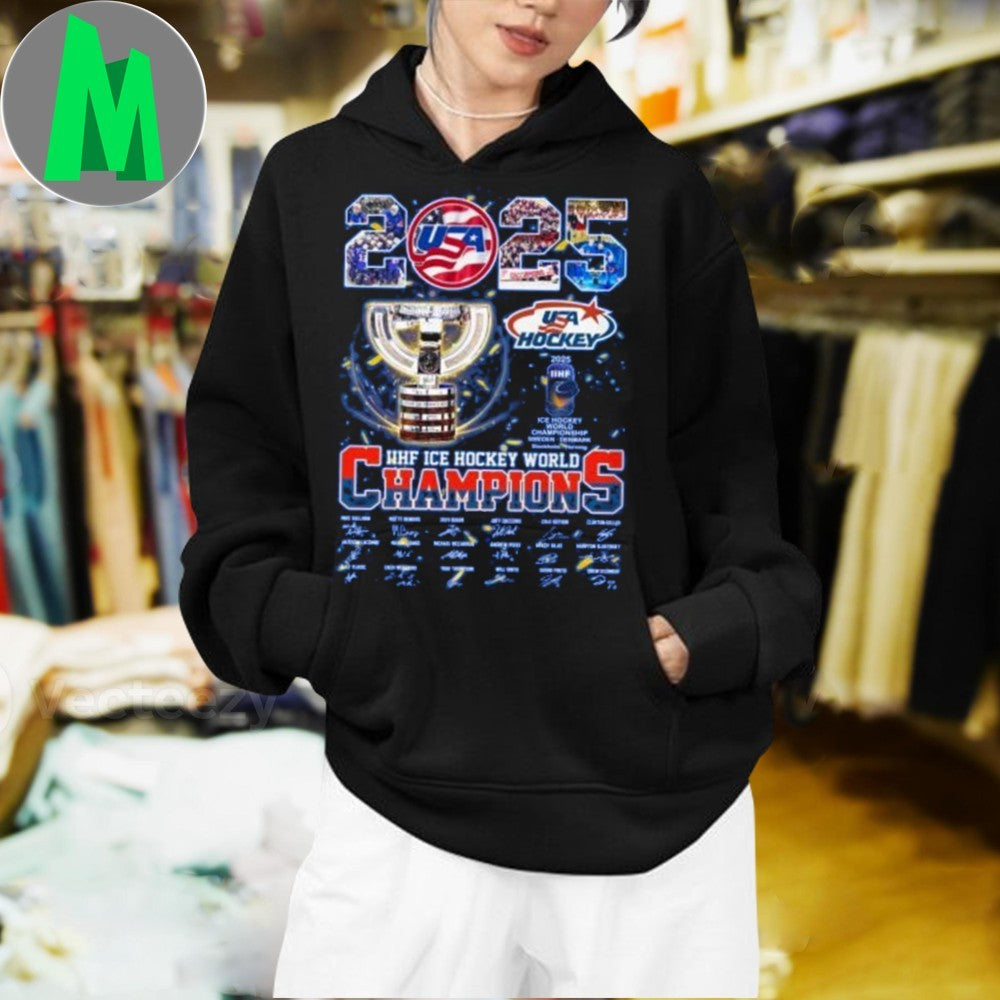 USA Hockey 2025 Ice Hockey World Champions T-Shirt Team Fan Apparel Gold Medal Tee