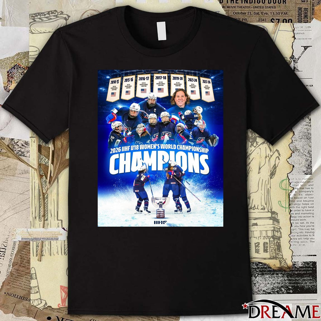 USA Hockey 2026 IIHF U18 Women’s World Championship Champions Poster t-shirt
