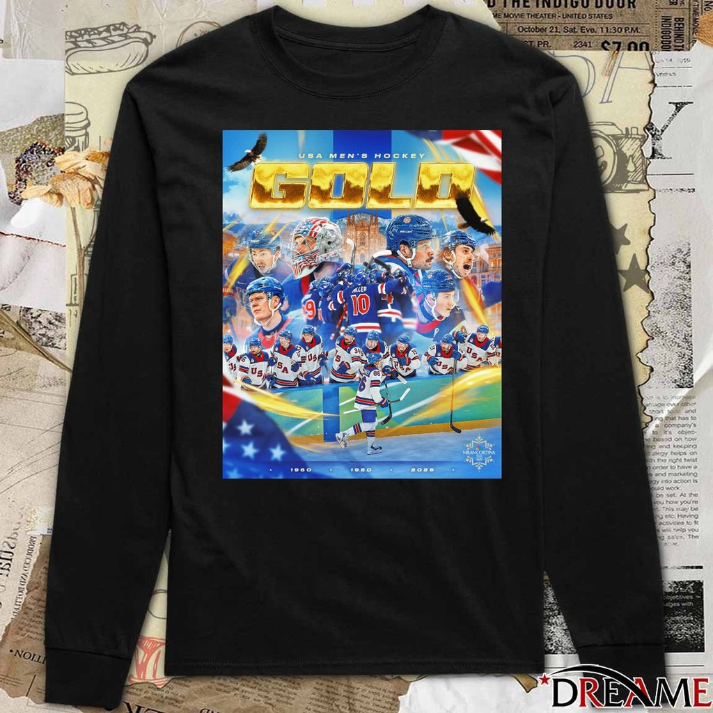 USA Men’s Hockey Gold 1960 – 2026 Winter Olympics Milan Cortina Poster t-shirt