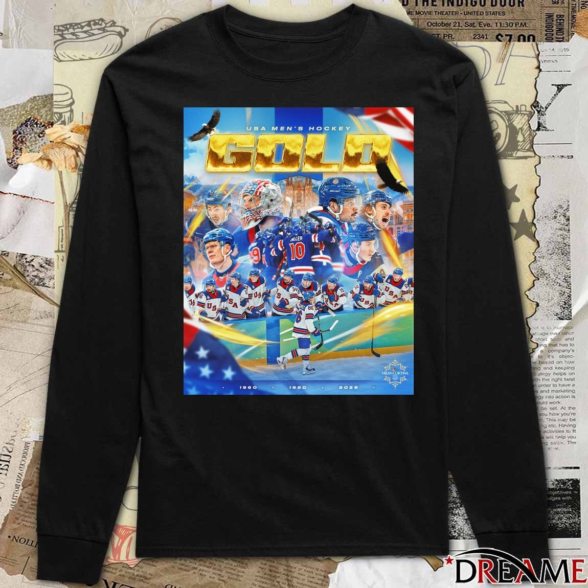 USA Men’s Hockey Gold 1960 – 2026 Winter Olympics Milan Cortina Poster t-shirt