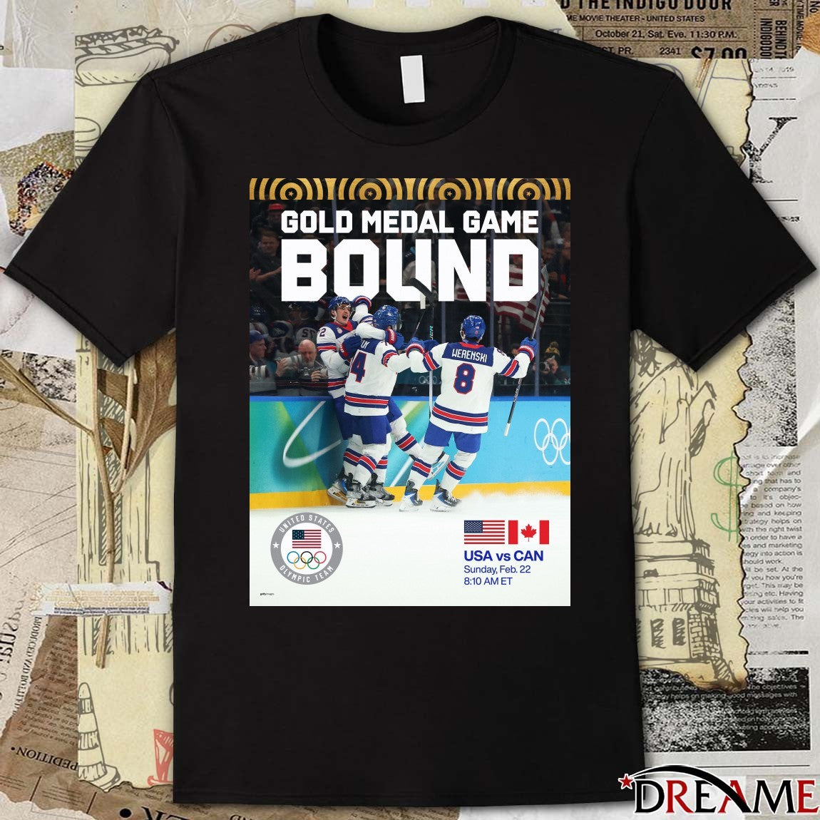 USA Vs. Canada Gold-medal Game Sunday Feb 22 2026 Winter Olympics t-shirt