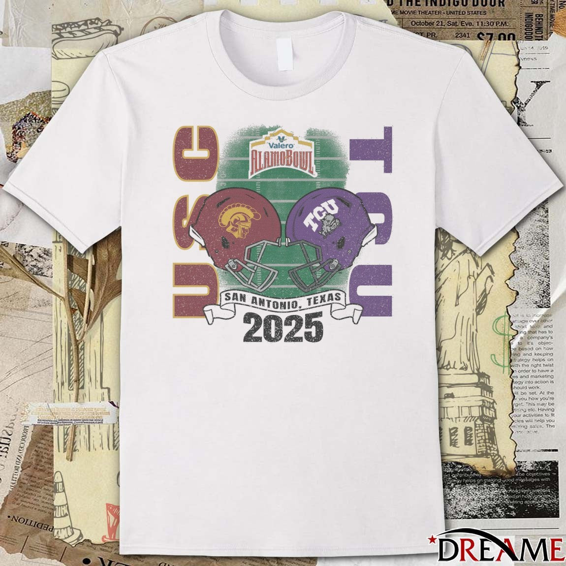 USC Trojans Vs TCU Horned Frogs Football Alamo Bowl Bound 2025 San Antonio TX Helmets t-shirt