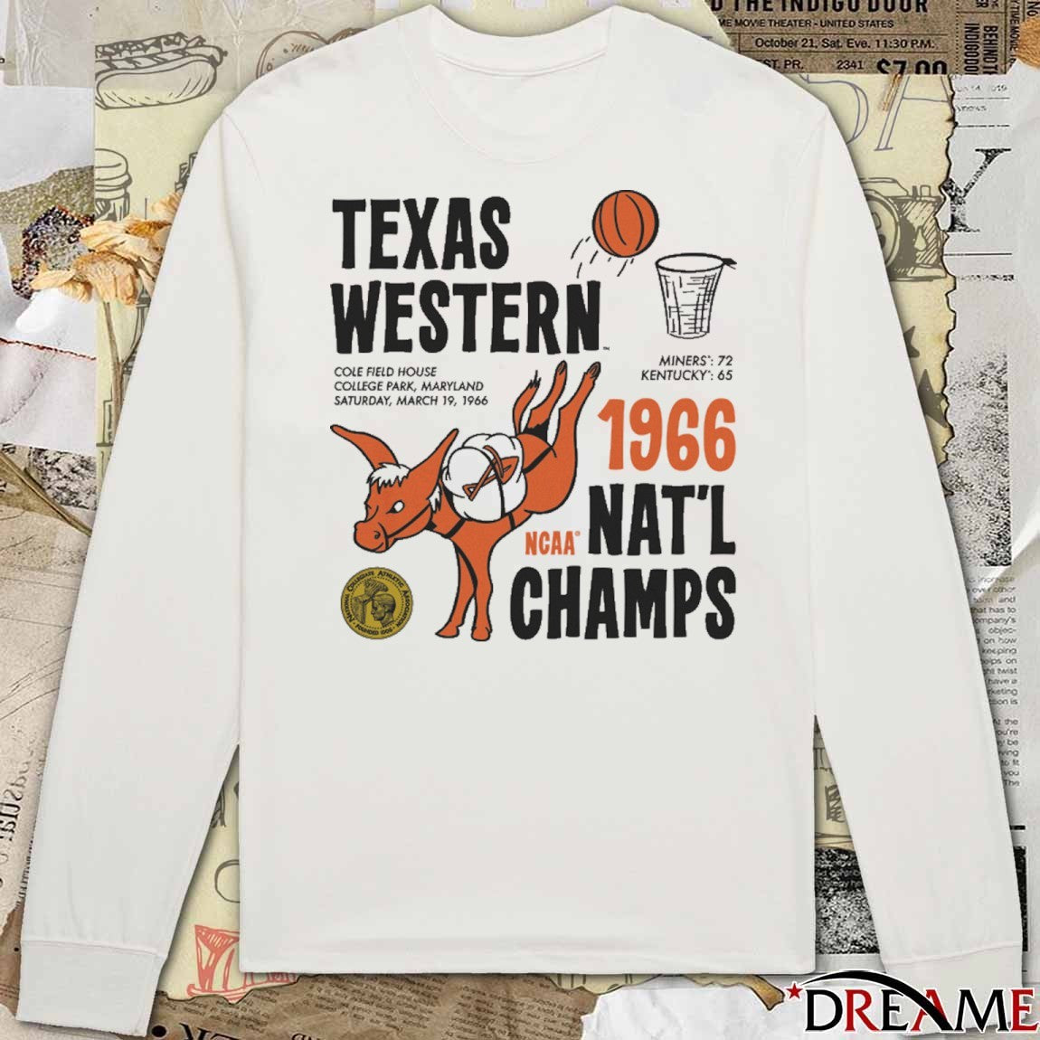 UTEP Texas Western 1966 NCAA Nat’l Champs Cole Field House College Park Maryland t-shirt