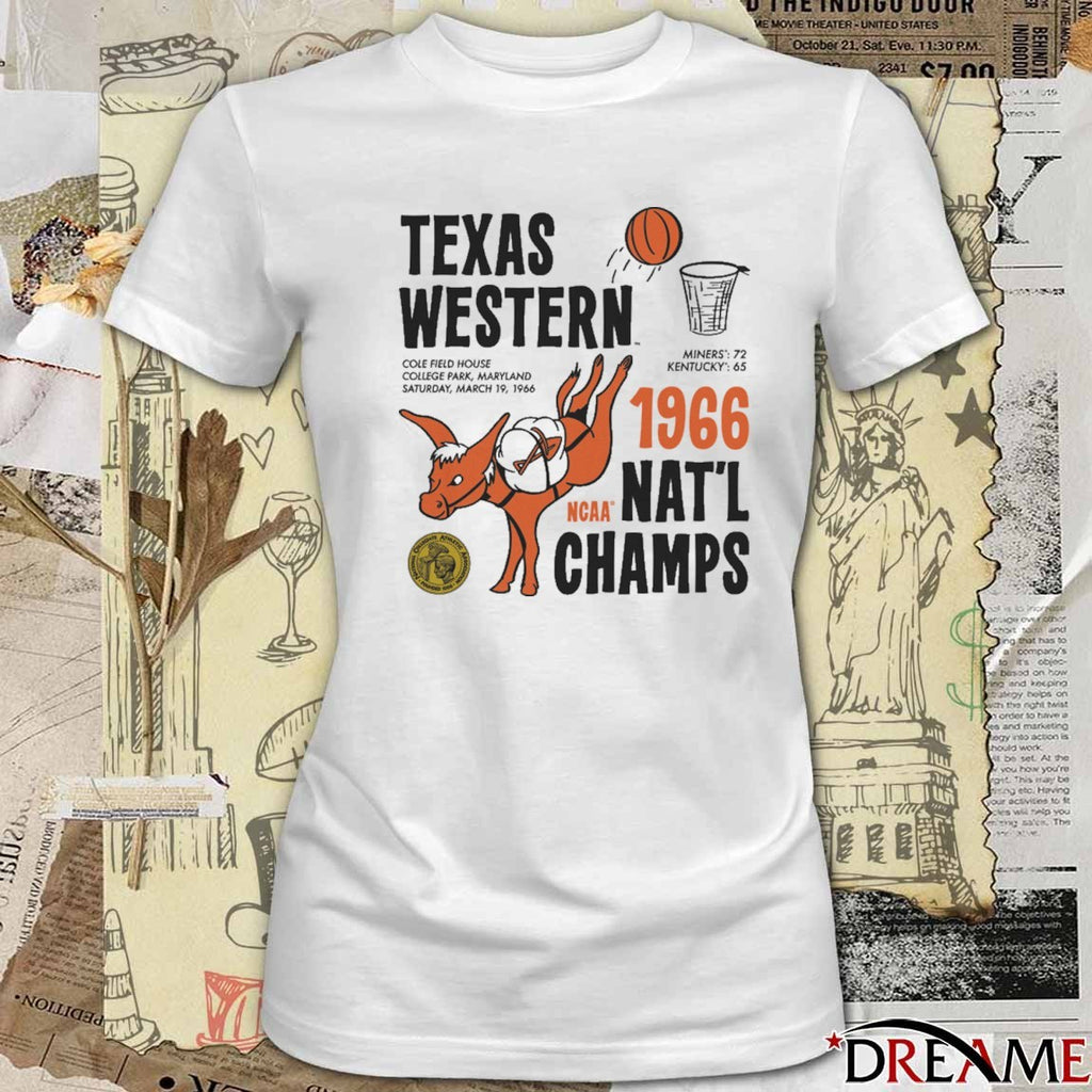 UTEP Texas Western 1966 NCAA Nat’l Champs Cole Field House College Park Maryland t-shirt