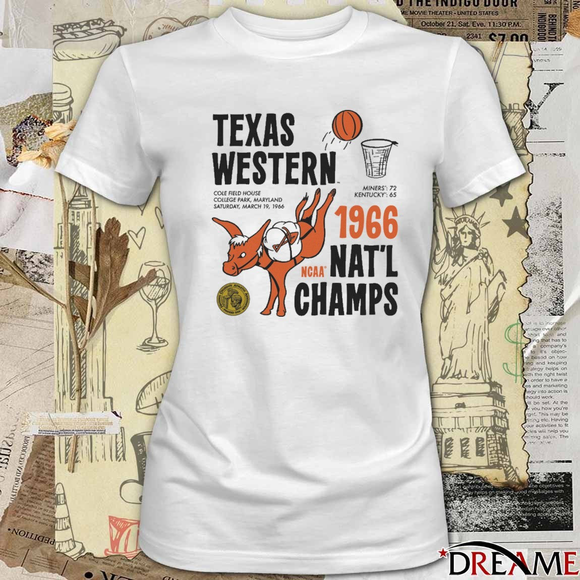 UTEP Texas Western 1966 NCAA Nat’l Champs Cole Field House College Park Maryland t-shirt