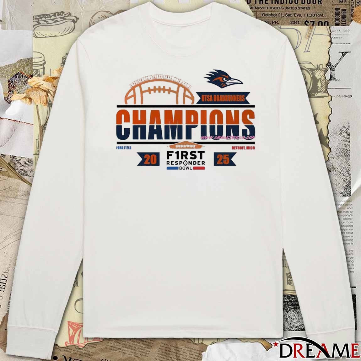 UTSA Roadrunners 2025 SERVPRO First Responder Bowl Champions Ford Field Detroit MI Locker Room t-shirt