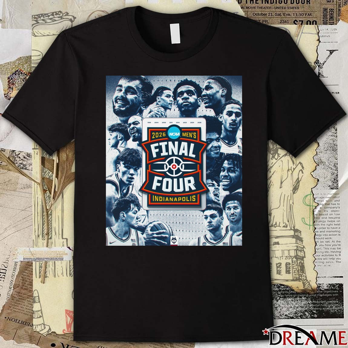 Uconn Huskies 2026 NCAA Men’s Basketball Final Four Indianapolis Champions Poster t-shirt