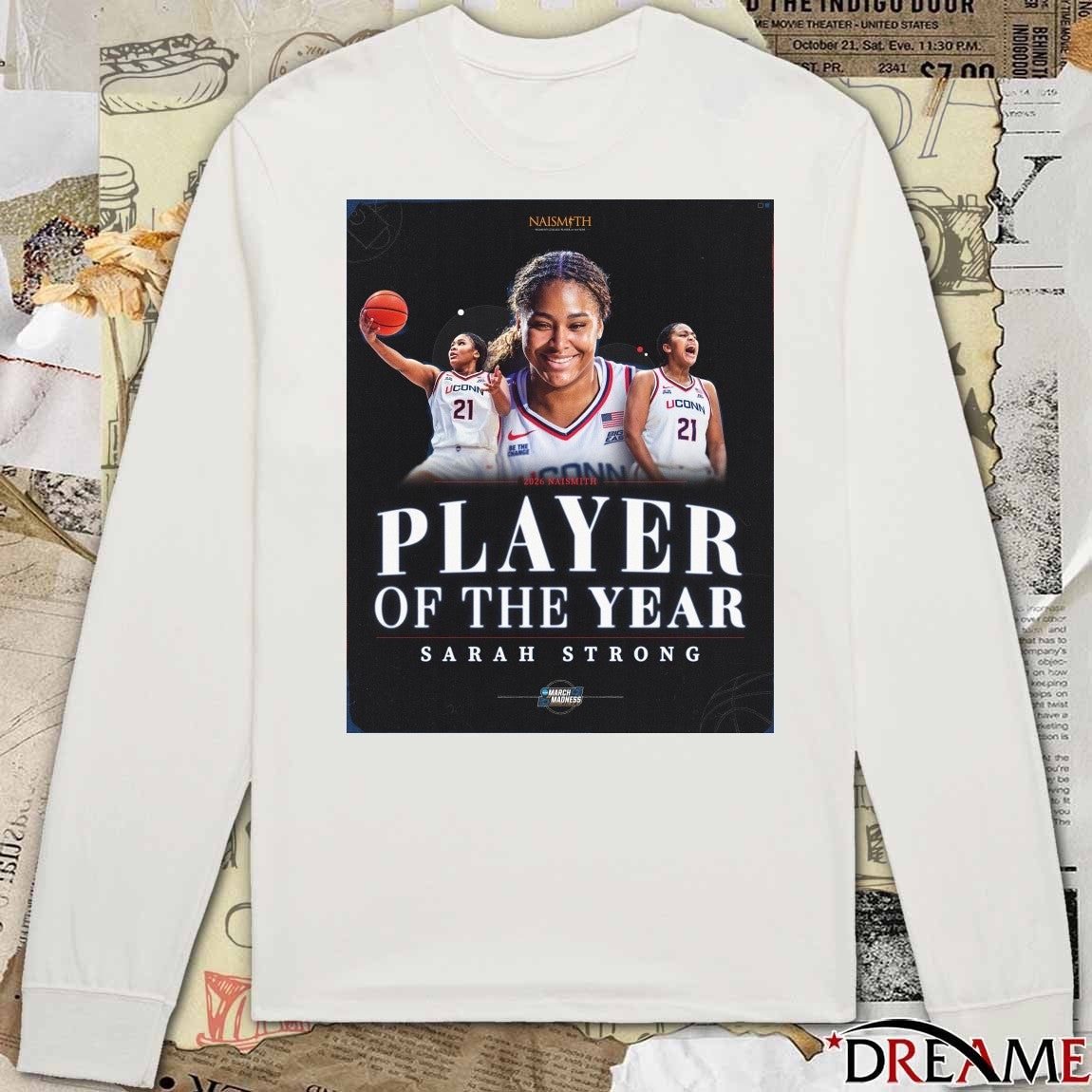 Uconn Huskies Sarah Strong 2026 Naismith Player of the Year Poster t-shirt