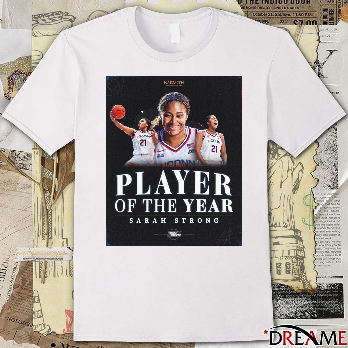 Uconn Huskies Sarah Strong 2026 Naismith Player of the Year Poster t-shirt