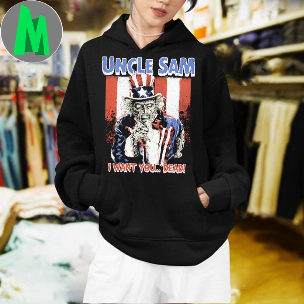 Uncle Sam I Want You… Dead! Zombie American Flag Graphic T-Shirt