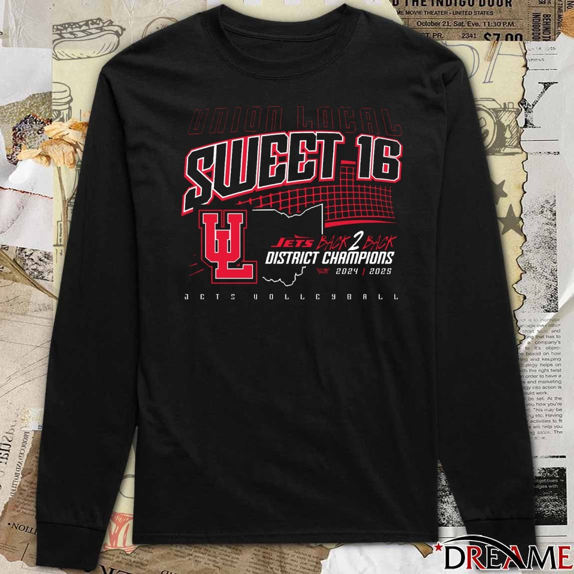 Union Local Volleyball District Champions 2025 Sweet 16 Jets Back 2 Back District Champions t-shirt