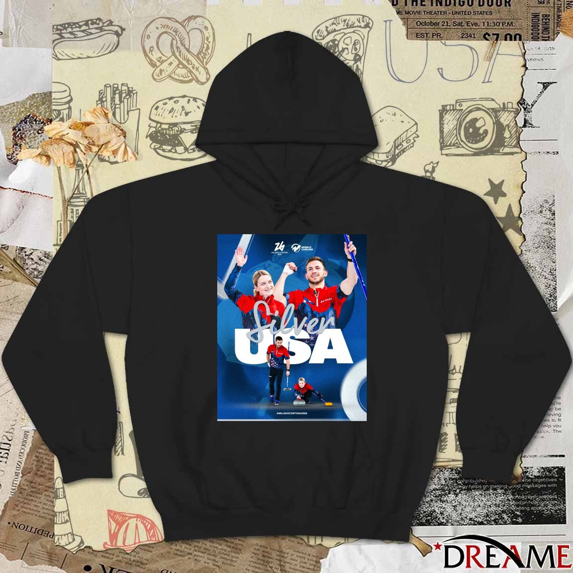 United States’ Cory Thiesse and Korey Dropkin Silver USA Milano Cortina 2026 Poster t-shirt