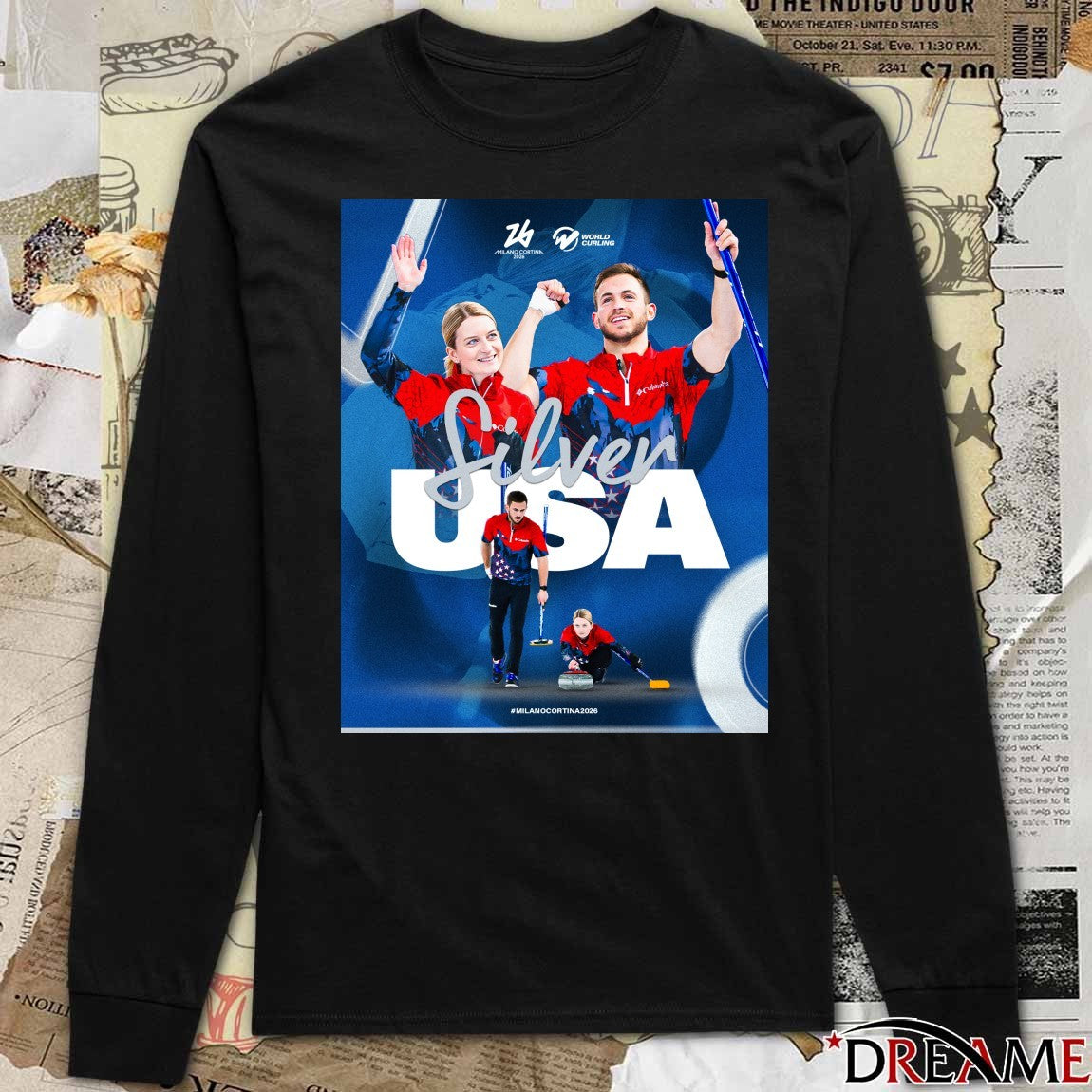 United States’ Cory Thiesse and Korey Dropkin Silver USA Milano Cortina 2026 Poster t-shirt
