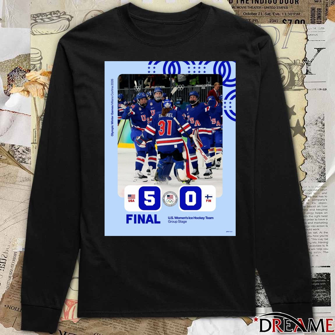 United States defeated Finland Final Score 5-0 US Olympic Women’s Ice Hockey Team Poster t-shirt