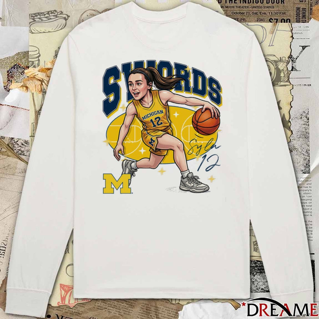 University of Michigan Basketball Syla Swords Caricature Signature t-shirt