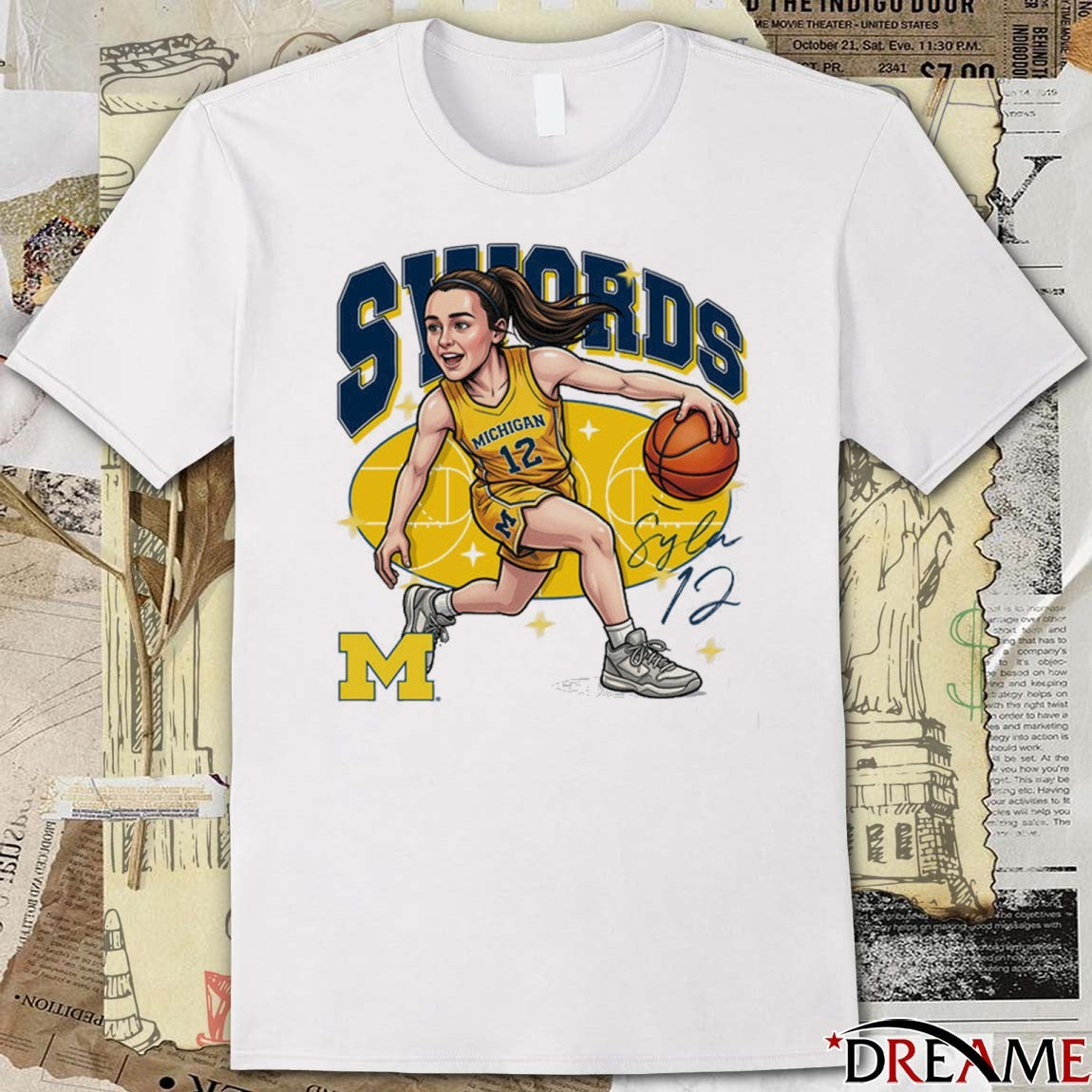 University of Michigan Basketball Syla Swords Caricature Signature t-shirt