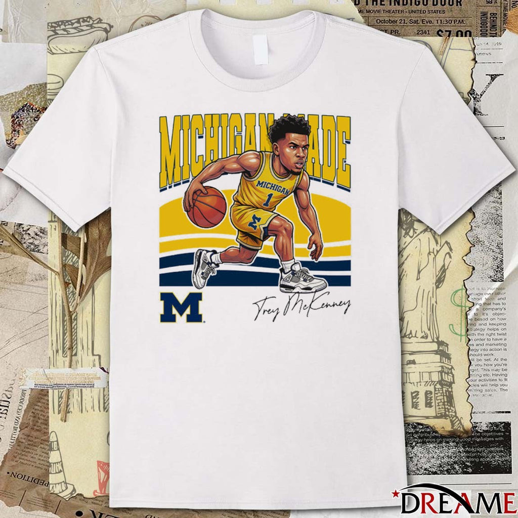 University of Michigan Basketball Trey McKenney Michigan Made Caricature Signature t-shirt