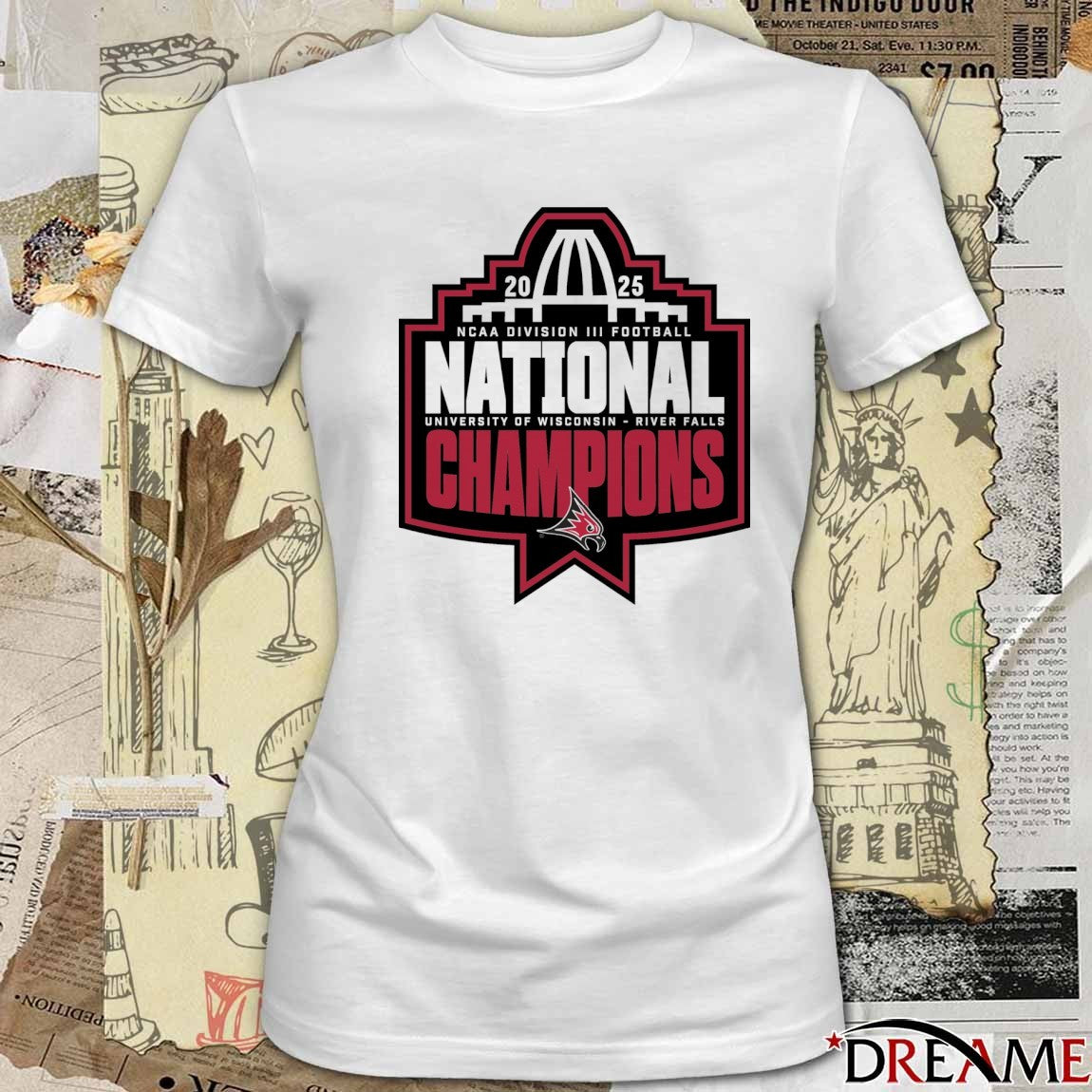 University of Wisconsin – River Falls 2025 NCAA Division III Football National Champions Logo t-shirt