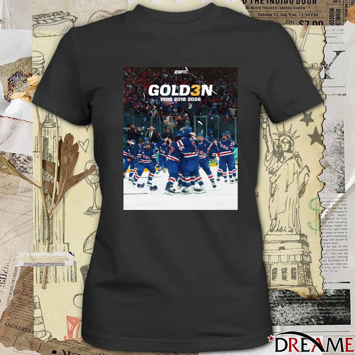 Usa Women’s Hockey Will Take Home The Gold For The Third Time 1998 2018 2026 t-shirt