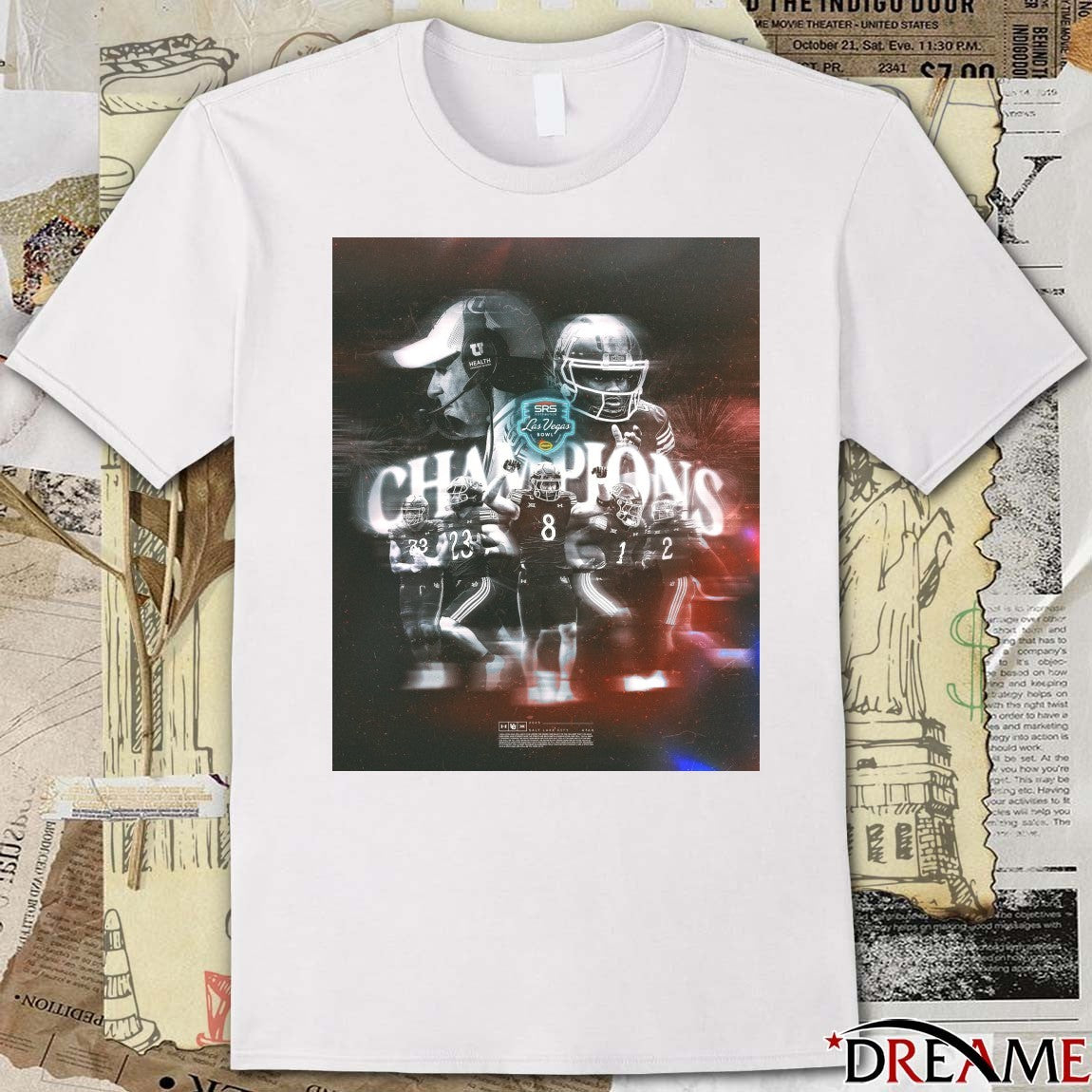 Utah Utes 2025 SRS Distribution Las Vegas Bowl Champions Crowned in Vegas Poster t-shirt