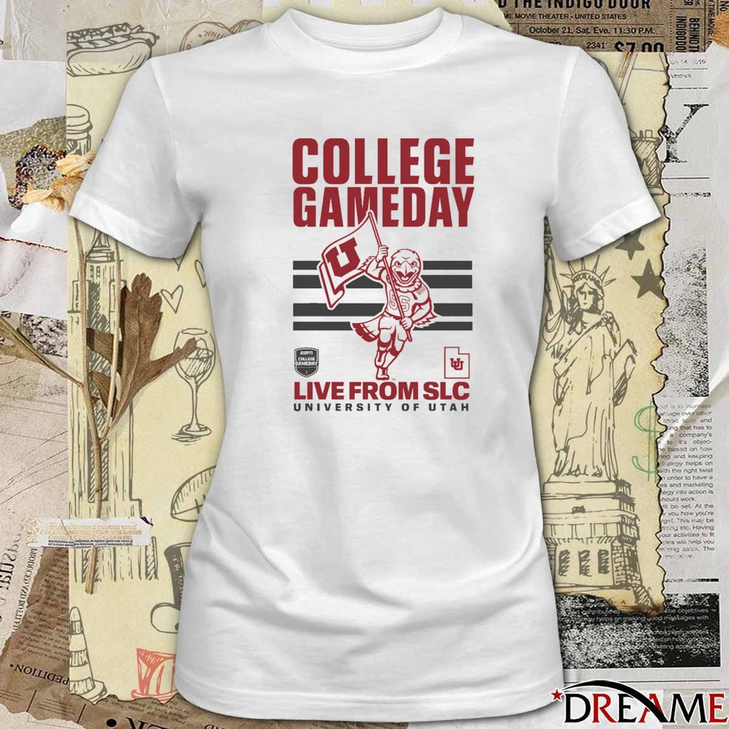 Utah Utes ESPN College GameDay Utah Flag Live From SLC University Of Utah 2025 t-shirt