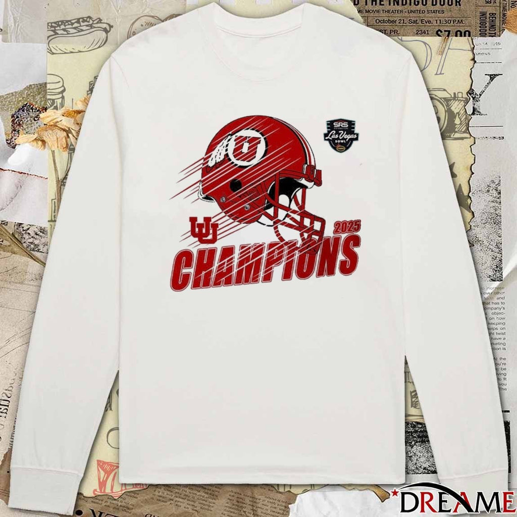 Utah Utes Football Claim Champions 2025 SRS Distribution Las Vegas Bowl Helmet t-shirt