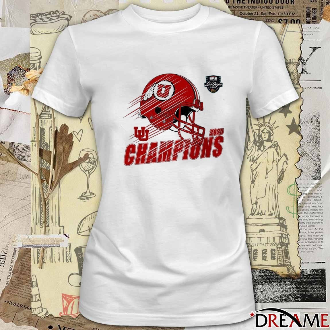 Utah Utes Football Claim Champions 2025 SRS Distribution Las Vegas Bowl Helmet t-shirt