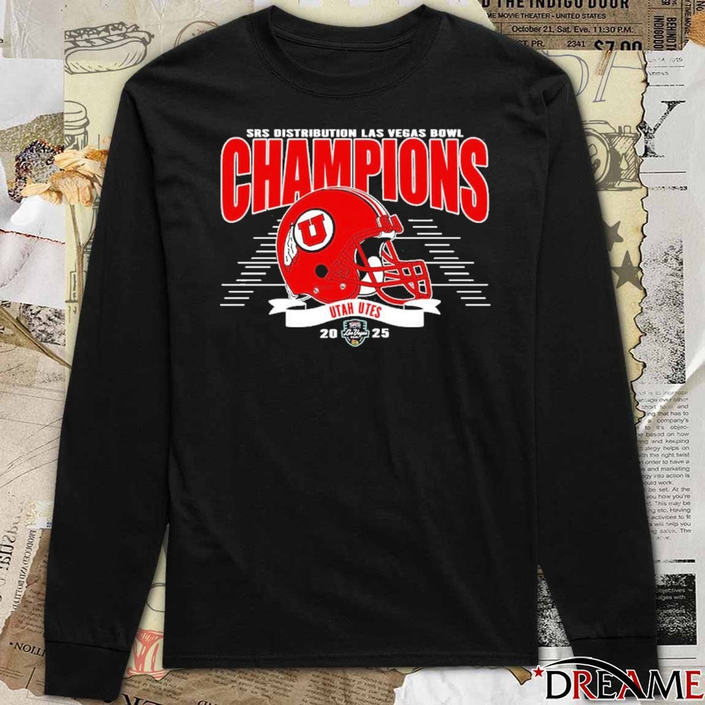 Utah Utes Football To Champions 2025 SRS Distribution Las Vegas Bowl Helmet t-shirt