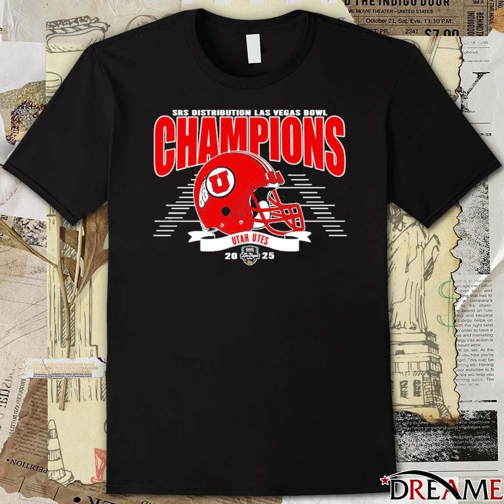 Utah Utes Football To Champions 2025 SRS Distribution Las Vegas Bowl Helmet t-shirt