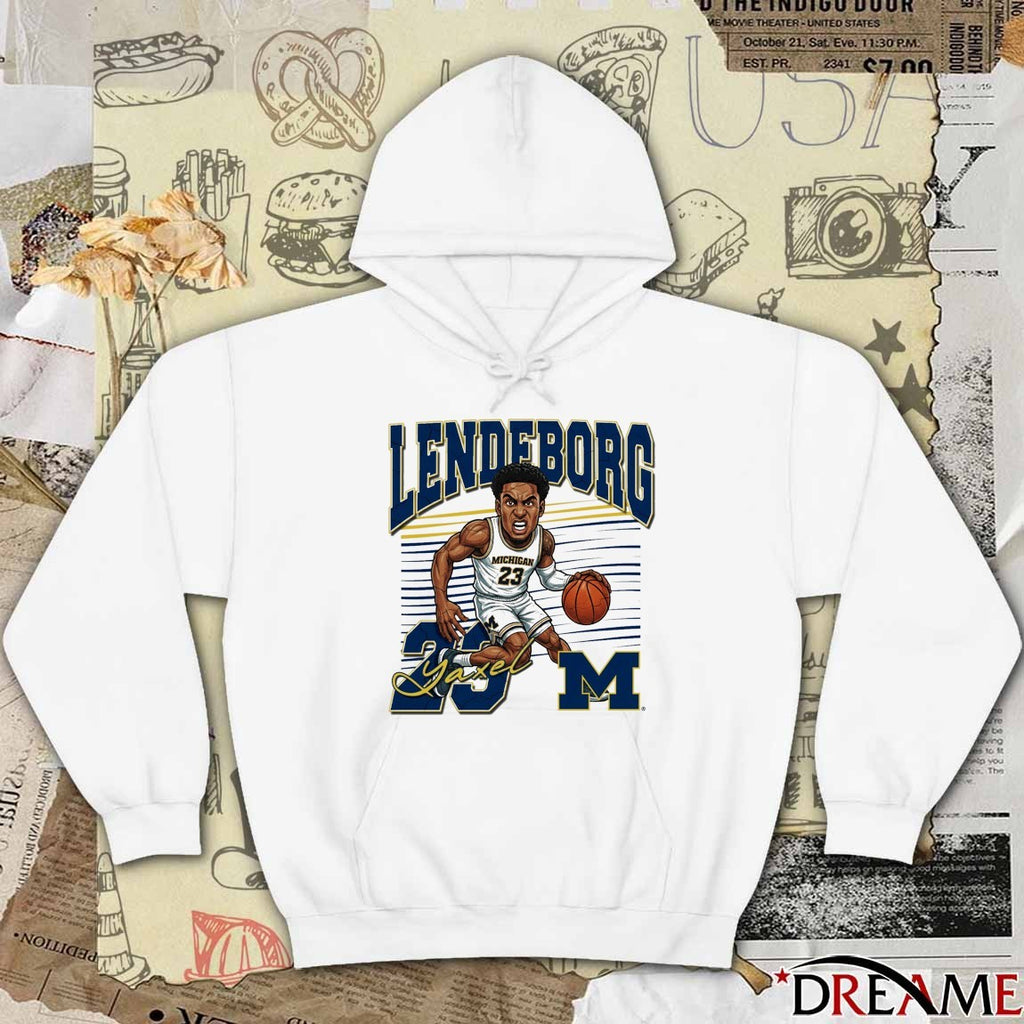 Valiant University of Michigan Wolverines Basketball Yaxel Lendeborg Caricature t-shirt