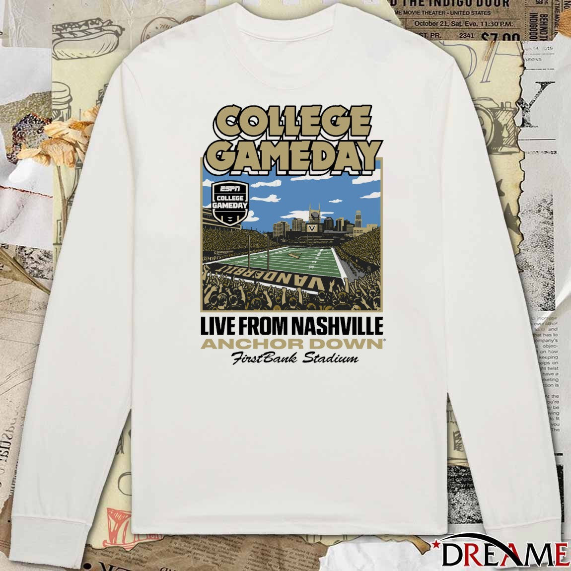 Vanderbilt Commodore College GameDay Live From Nashville Anchor Down Firstbank Stadium t-shirt