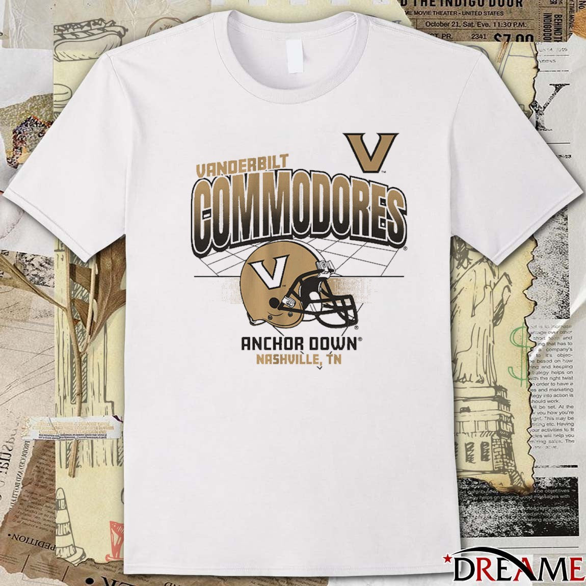 Vanderbilt Commodores Anchor Down Nashville TN Helmet Grid NCAA 2025 t-shirt