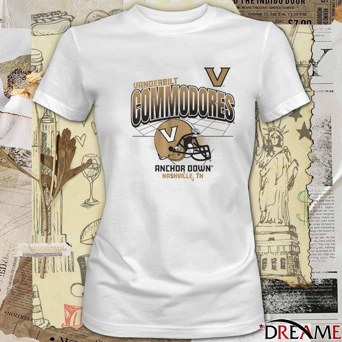 Vanderbilt Commodores Anchor Down Nashville TN Helmet Grid NCAA 2025 t-shirt