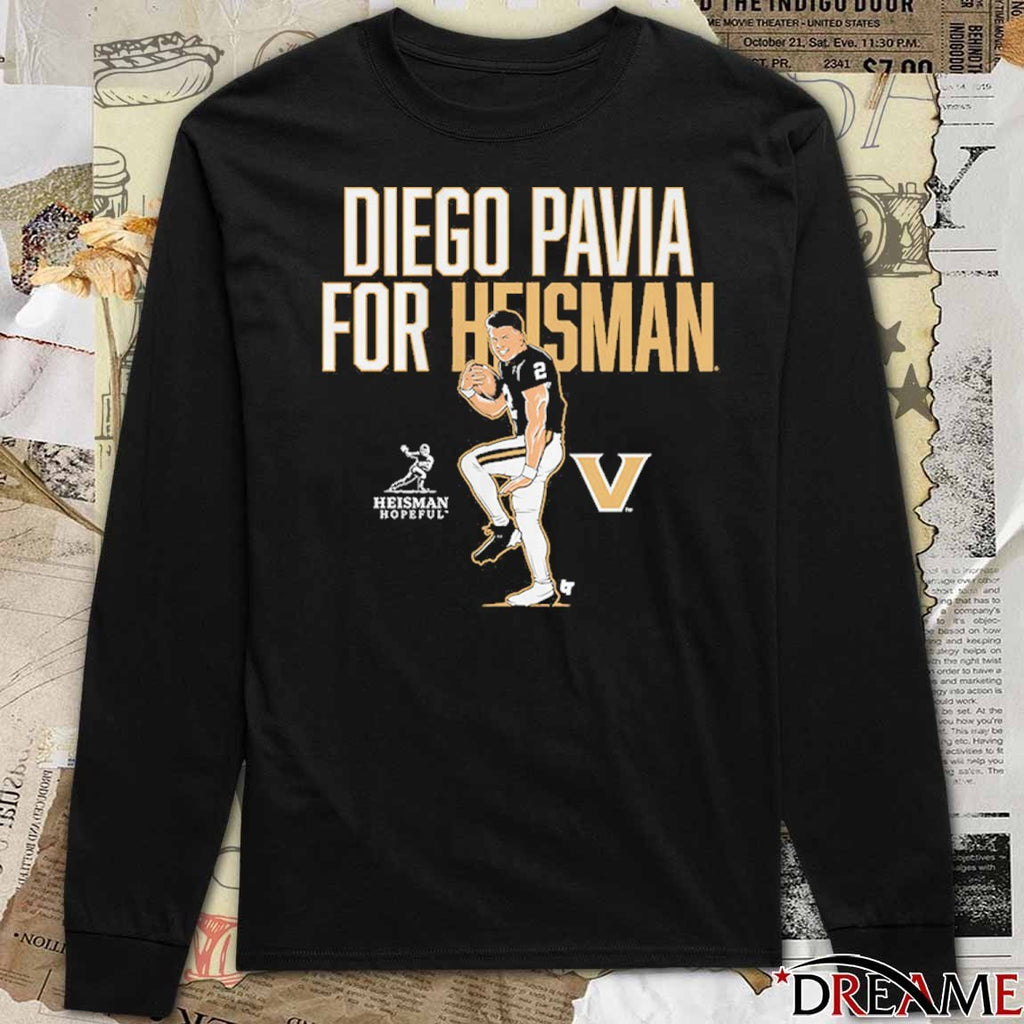 Vanderbilt Commodores Football Diego Pavia for Heisman Statue Pose t-shirt