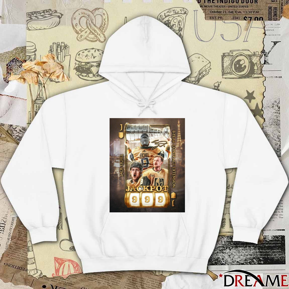 Vegas Golden Knights Jack Eichel 8 Years Contract Extension Jackpot 999 Signature Poster t-shirt