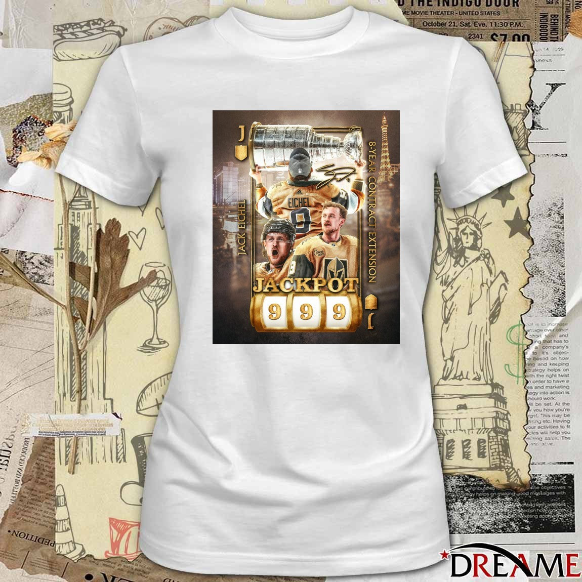 Vegas Golden Knights Jack Eichel 8 Years Contract Extension Jackpot 999 Signature Poster t-shirt