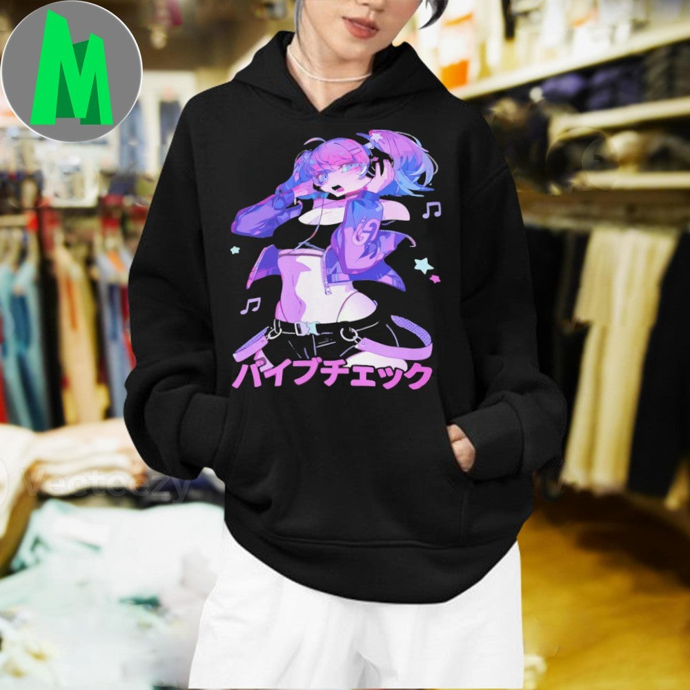Vibe Check Waifu GG Anime Girl Headphone Shirt
