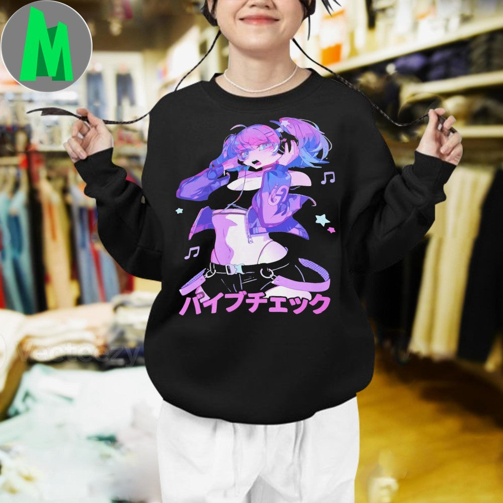 Vibe Check Waifu GG Anime Girl Headphone Shirt