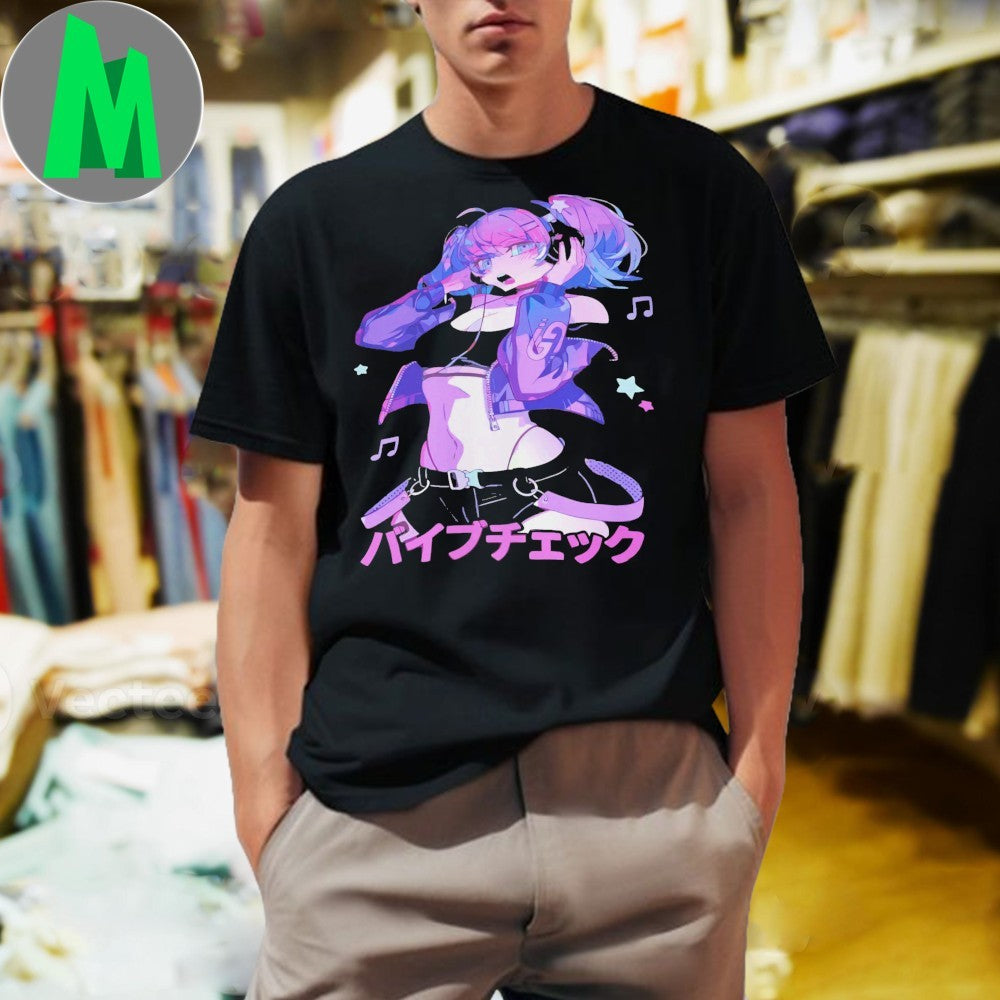Vibe Check Waifu GG Anime Girl Headphone Shirt