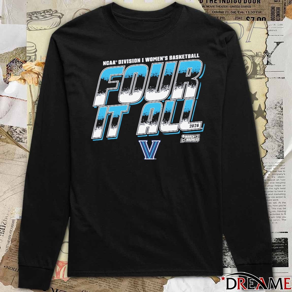 Villanova Wildcats 2026 NCAA Division I Women’s Basketball Four It All March Madness t-shirt