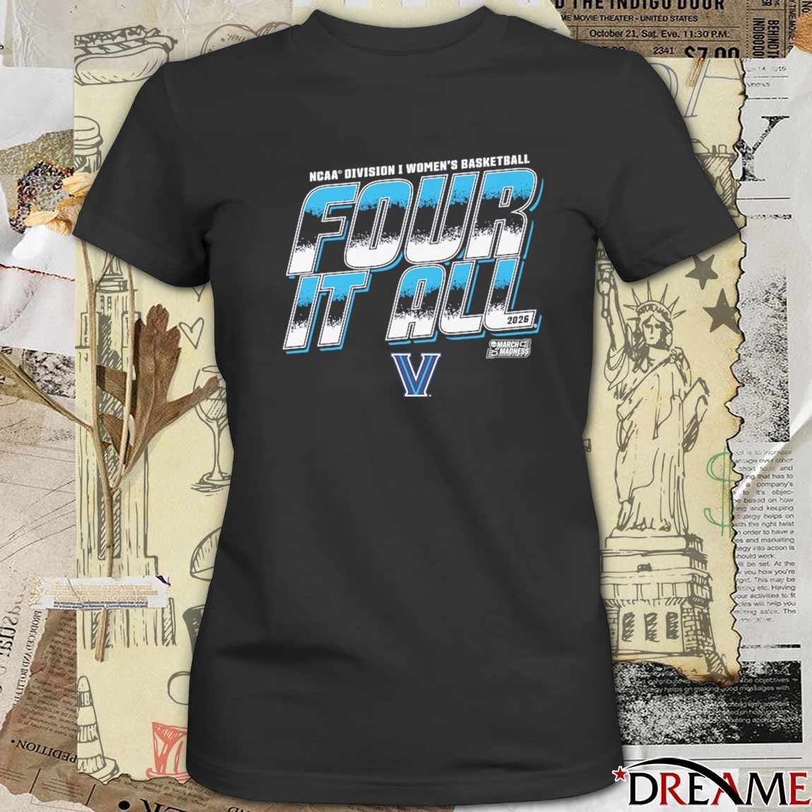 Villanova Wildcats 2026 NCAA Division I Women’s Basketball Four It All March Madness t-shirt