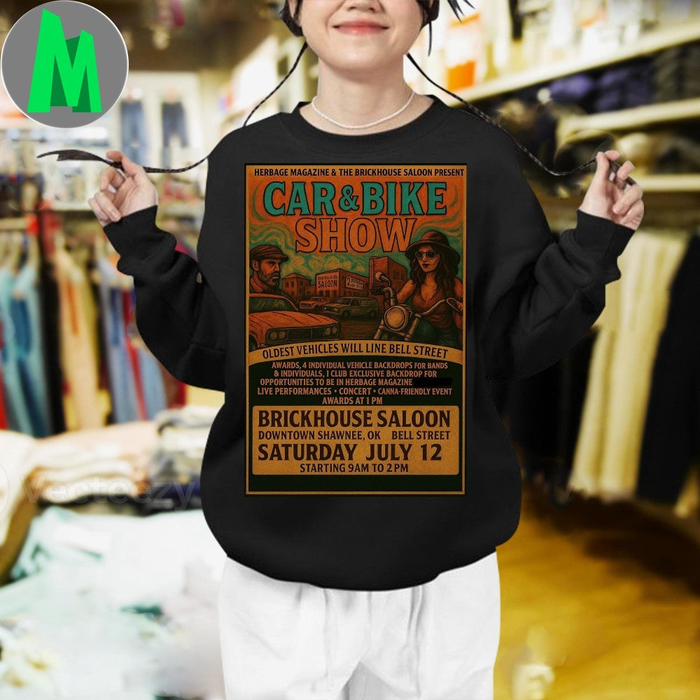 Vintage Car & Bike Show Brickhouse Saloon Event Poster T-Shirt