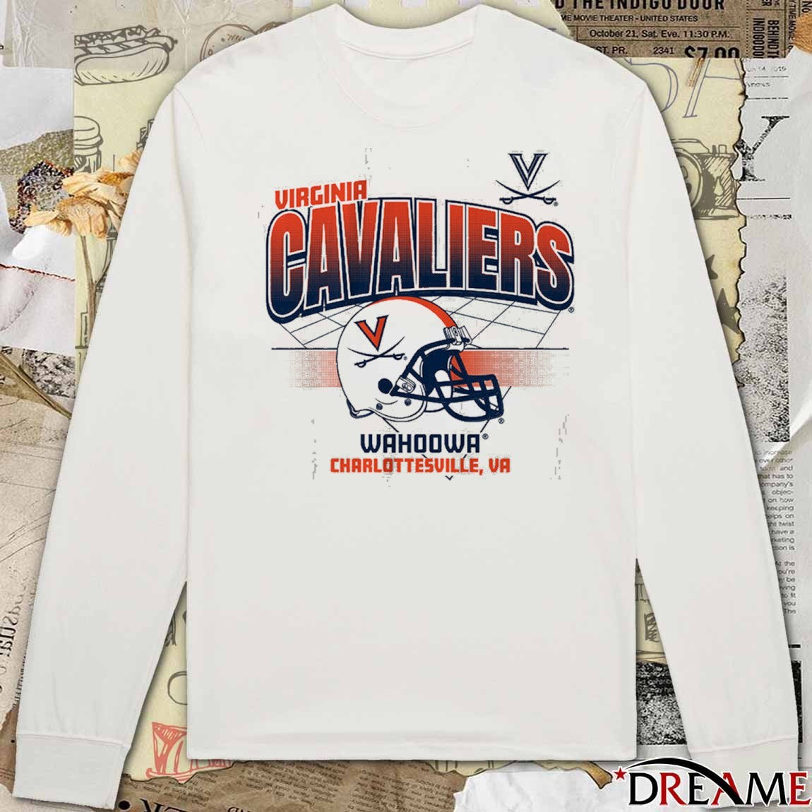 Virginia Cavaliers Football Wahoowa Charlottesville VA Helmet Grid t-shirt