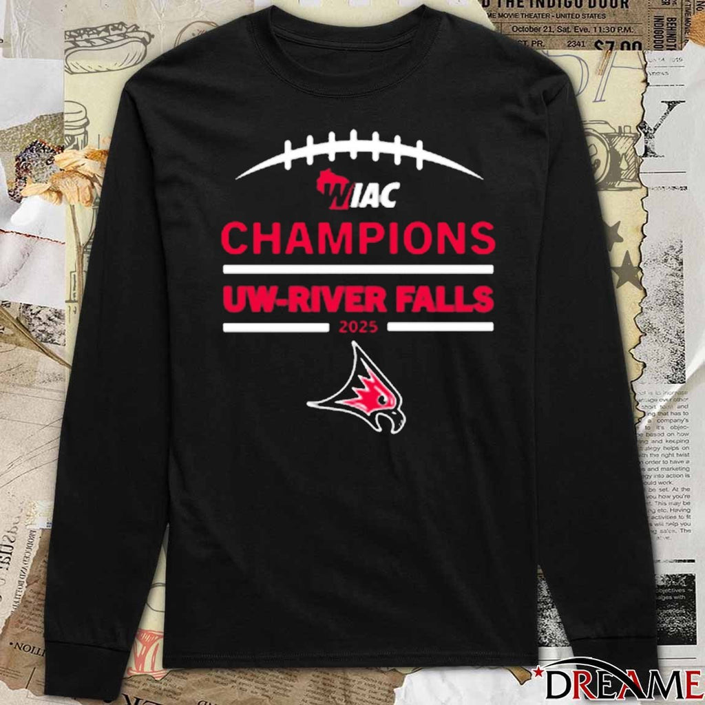 WIAC Champions UW-River Falls Football 2025 t-shirt