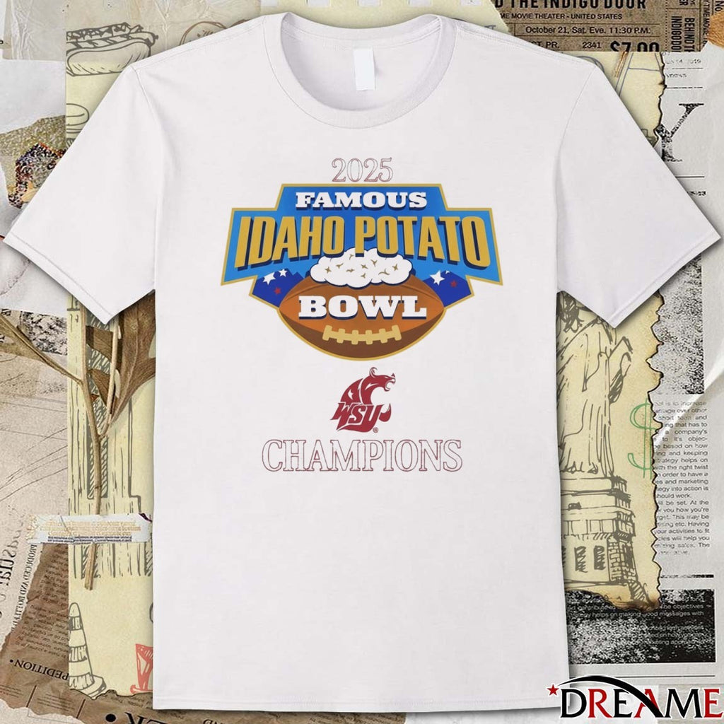 WSU Washington State Cougars 2025 Famous Idaho Potato Bowl Champions t-shirt