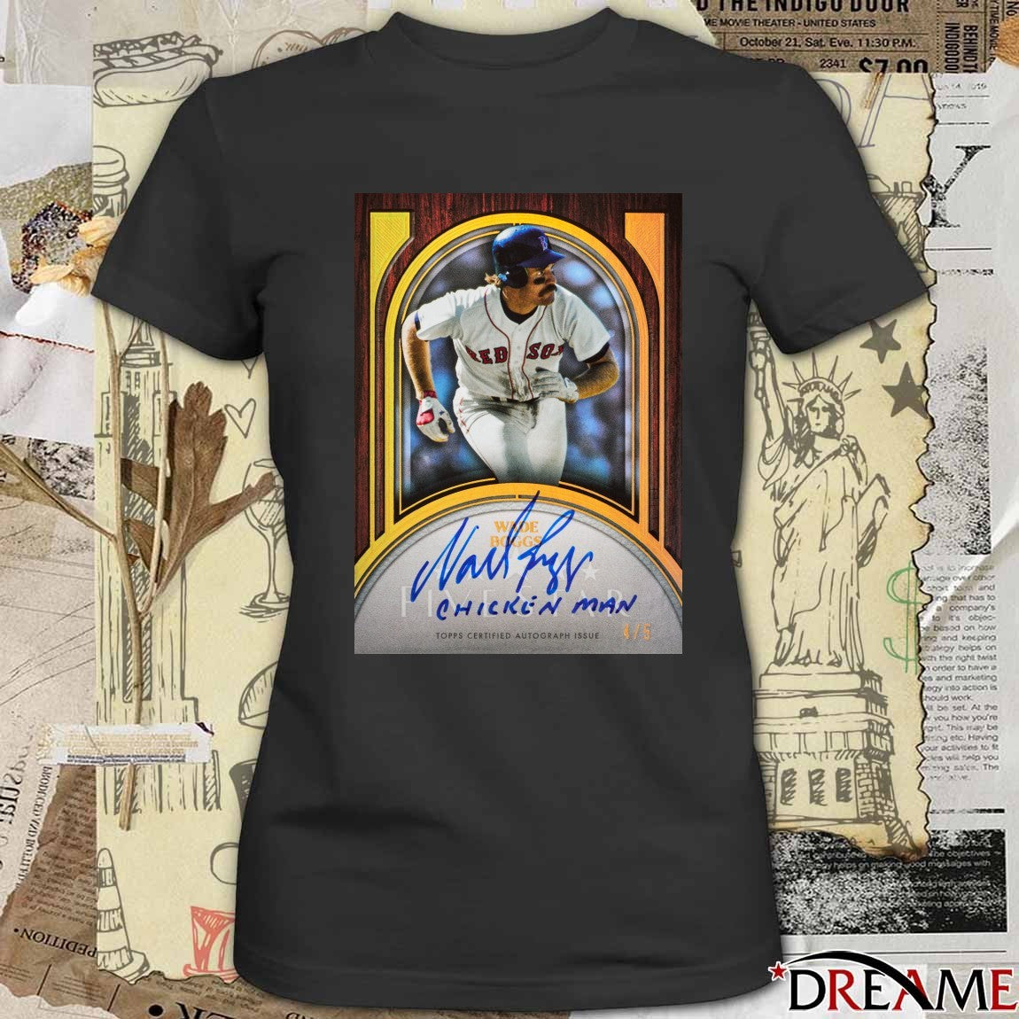 Wade Boggs Chicken Man Topps Certified Autograph Issue Signature Poster t-shirt