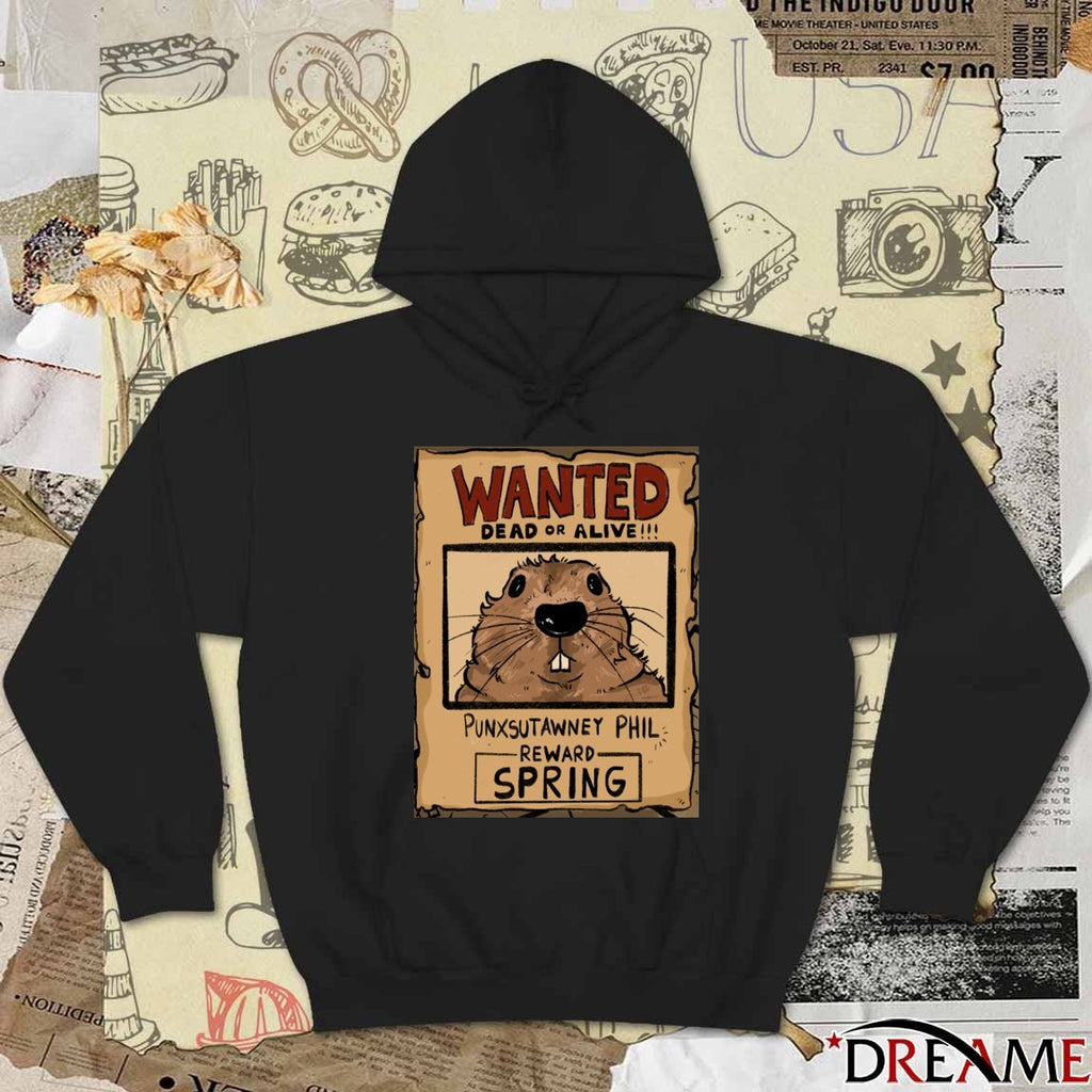 Wanted Dead Or Alive Punxsutawney Phil Reward Spring Groundhog Day t-shirt