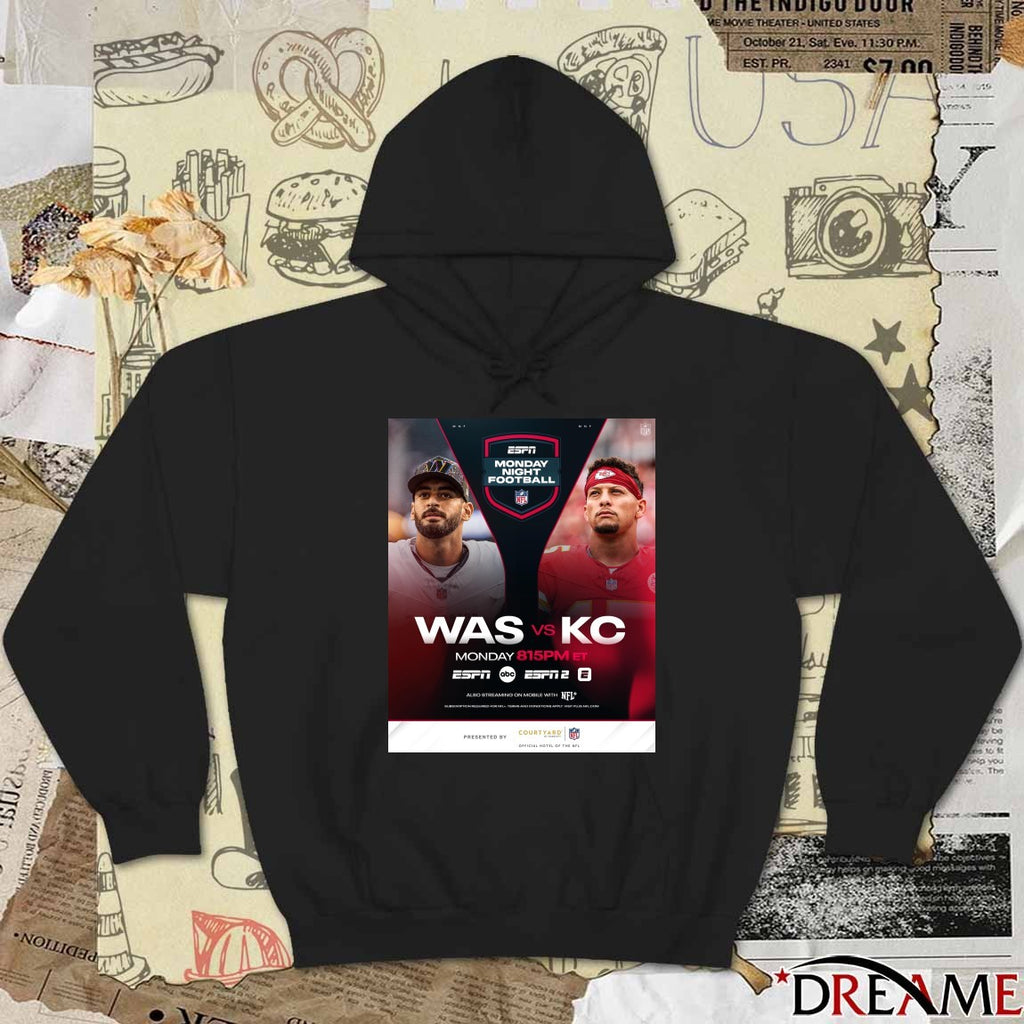 Washington Commanders Vs Kansas City Chiefs ESPN Monday Night Football Week 8 2025 Poster t-shirt