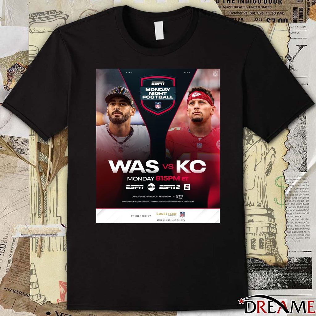 Washington Commanders Vs Kansas City Chiefs ESPN Monday Night Football Week 8 2025 Poster t-shirt
